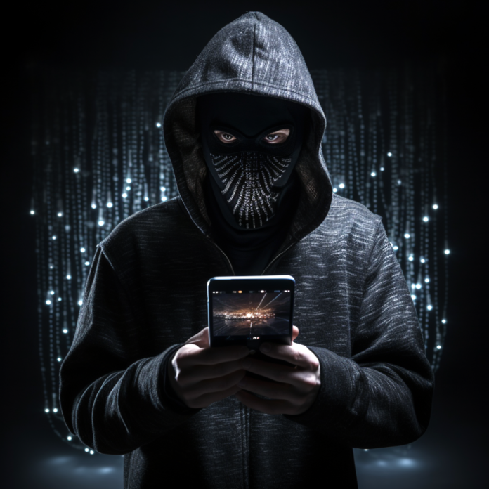 hacker trying to steal private data from phone