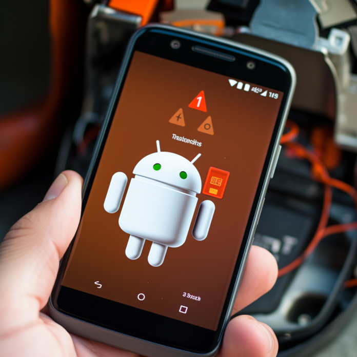 android smarthphone showing error problem with battery and security