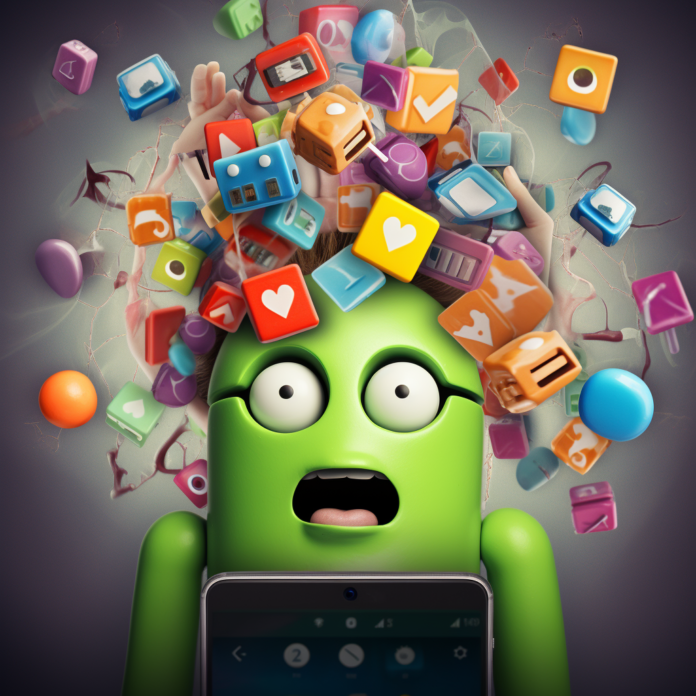 android have lot of stress becouse of so many things to do head full of apps