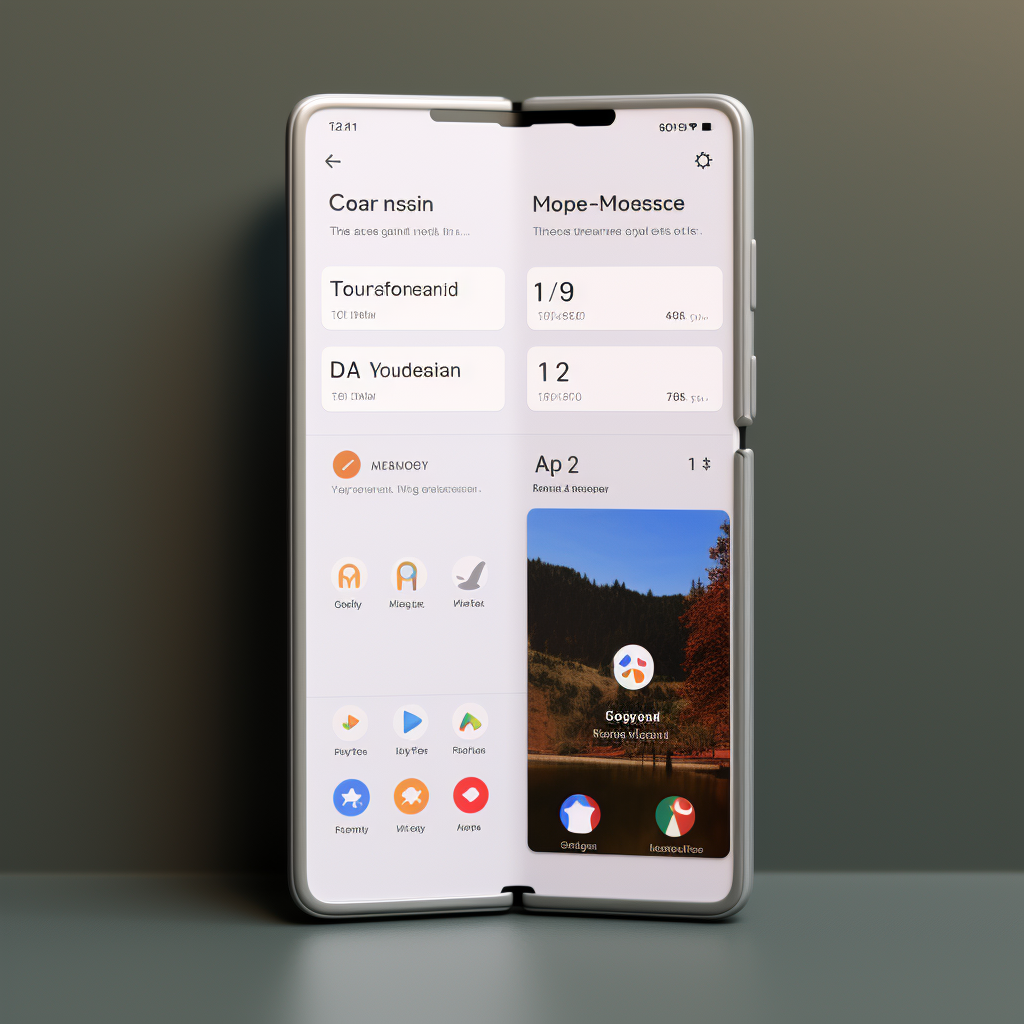 google pixel fold interface with data, time and news widgets