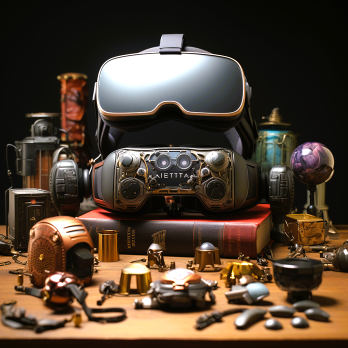 gaming set Meta Quest 3 for virtual reality gaming mobile