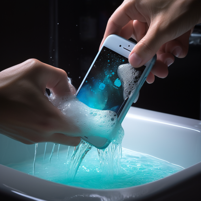 cleaning cellphone with water