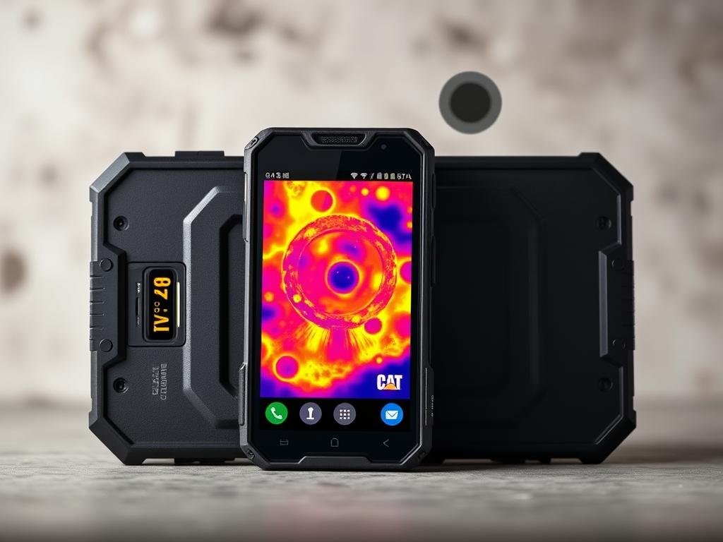 CAT S62 Pro rugged smartphone with thermal imaging camera visible