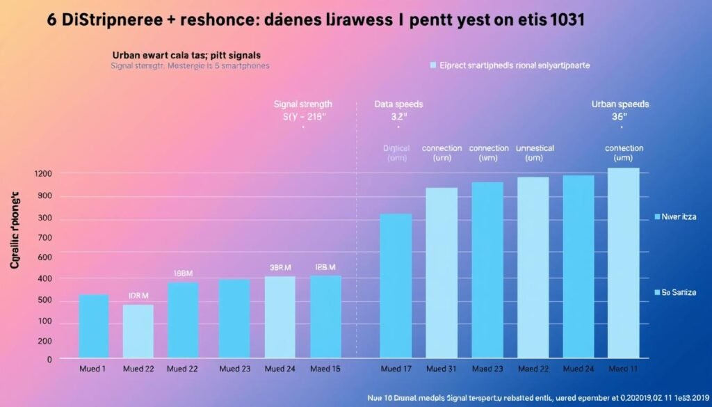 Comparative chart showing signal strength measurements across urban and rural environments for top smartphones