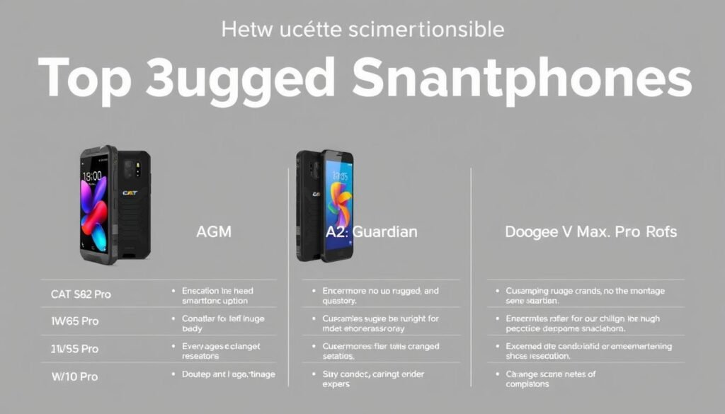 Comparison of the top ultra-durable smartphones showing their key strengths