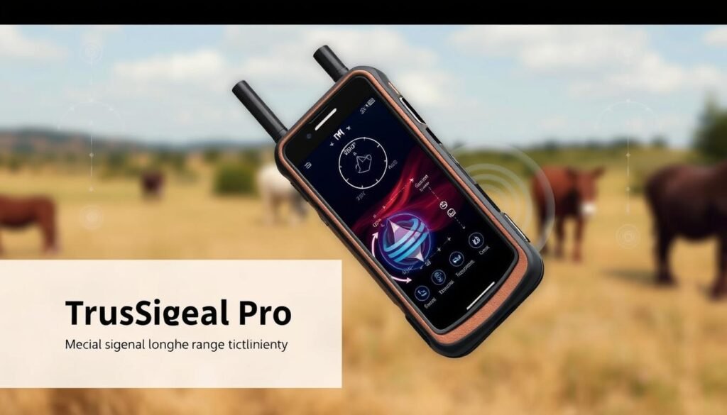 Motorola Edge 50 Ultra smartphone with TruSignal Pro technology visualization in rural setting