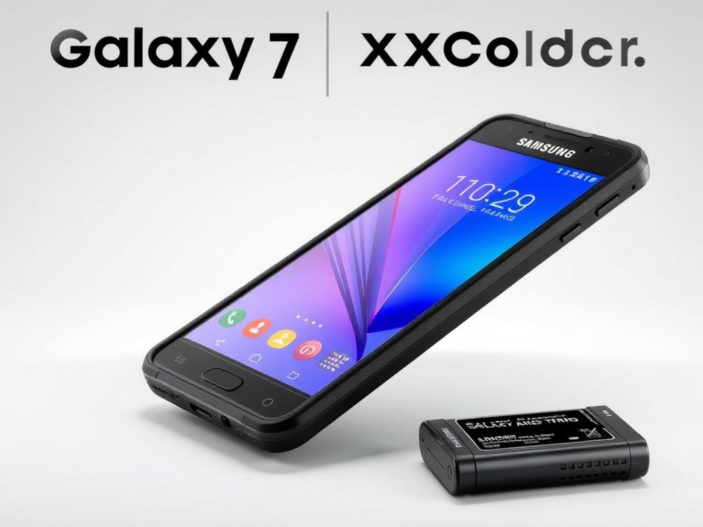 Samsung Galaxy XCover 7 rugged smartphone showing its sleek design and removable battery