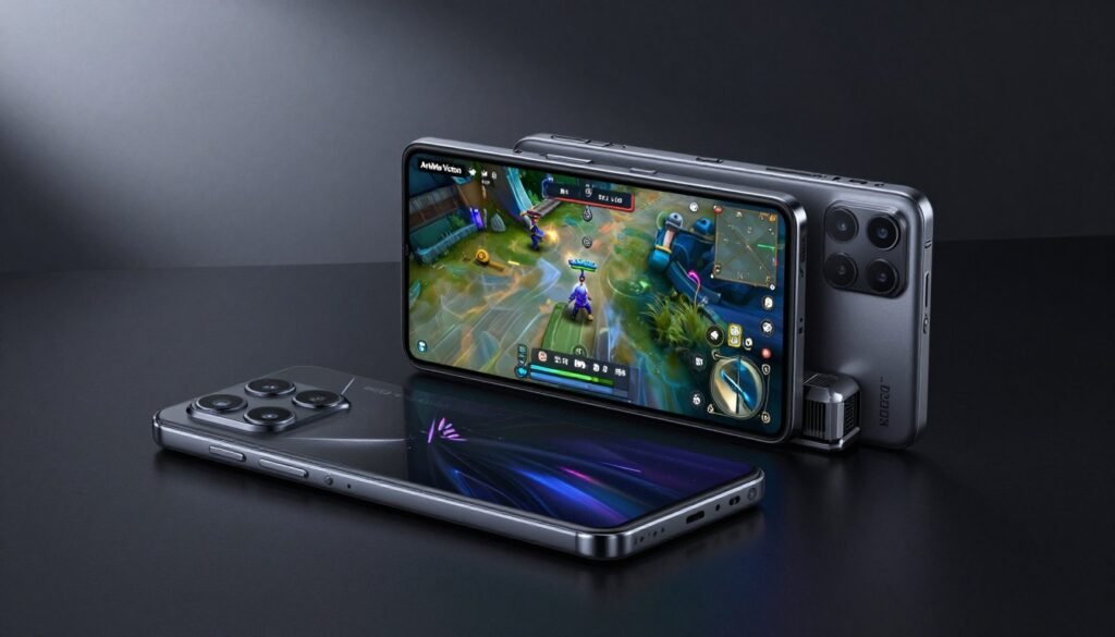 ASUS ROG Phone 8 Pro gaming smartphone with its AniMe Vision mini-LED display illuminated on the back