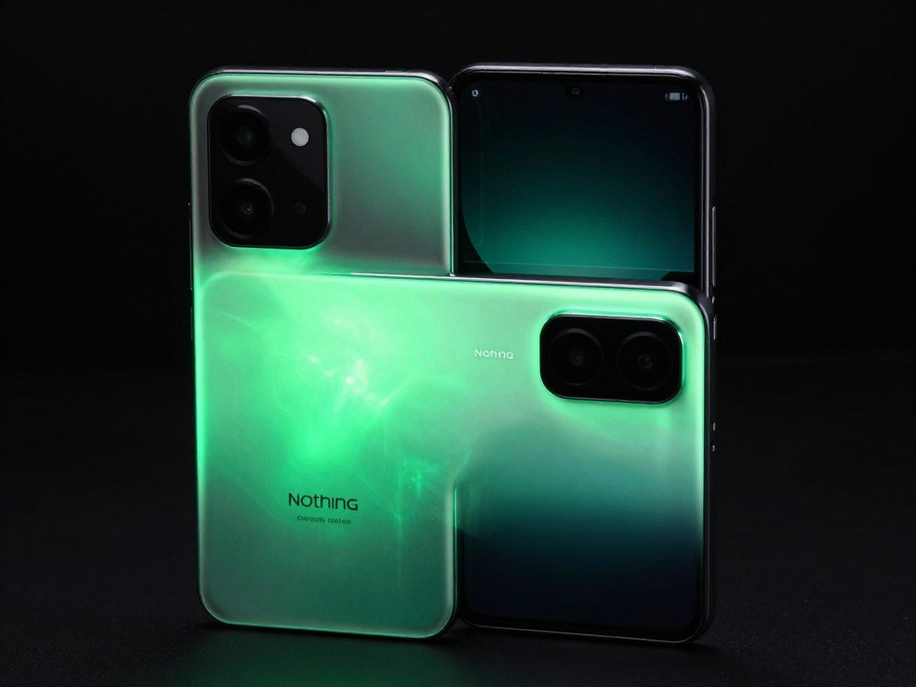 Nothing Phone (2a) Plus Community Edition glowing green in the dark, showcasing its phosphorescent back panel